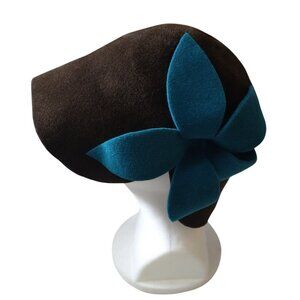 Artikal N.Y.C Women's Hat Hand Shaped Cloche With Contrasting Floral Accent